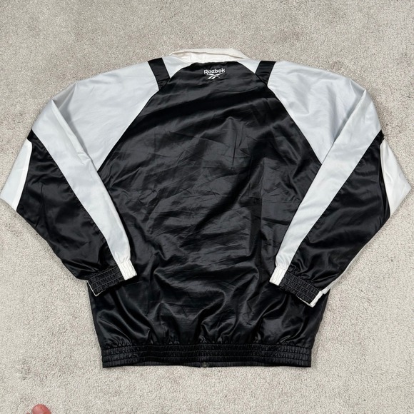 Reebok Mens Black White Twin Vecrtor Colorblock Full Zip Track Jacket Size S - Picture 11 of 11